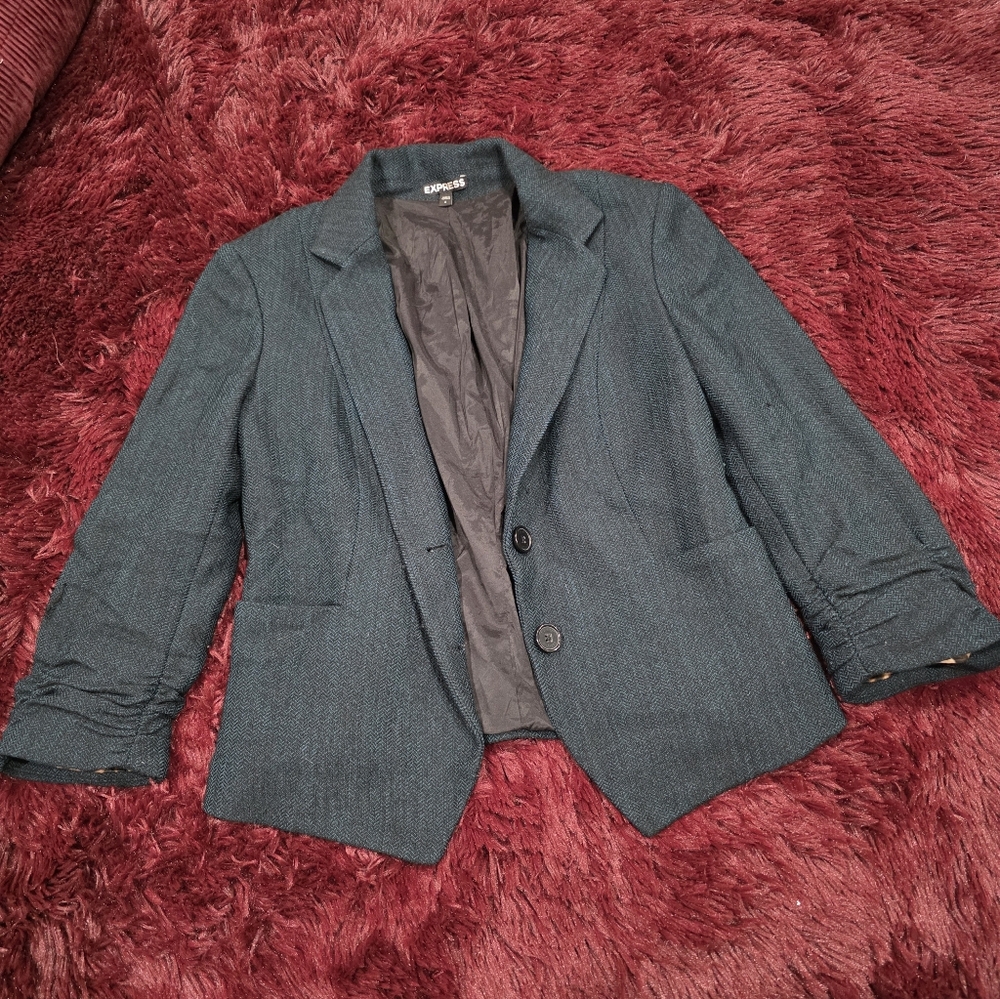 Express Black Blazer with Notched Lapel and Tailored Fit